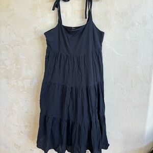 MADEWELL Tie Strap Tiered Midi Dress
